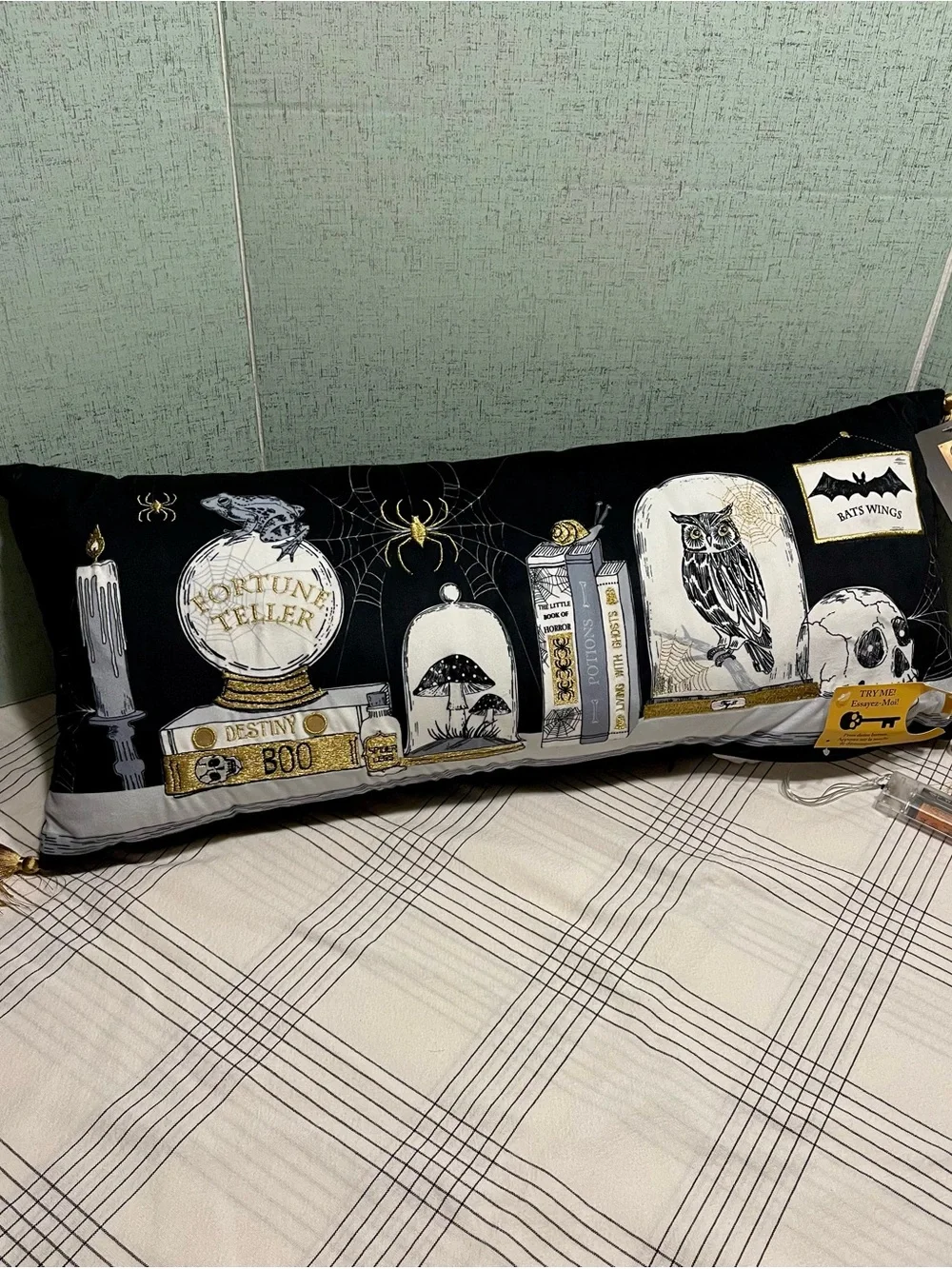 NWT CYNTHIA ROWLEY LIGHT-UP Halloween Decorative Luminary Pillow with Tassels
